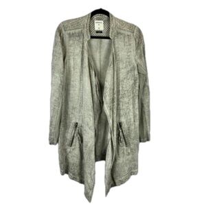 Sandwich Neutral Linen Open Front Longline Jacket Cardigan Size EU 36 Grey